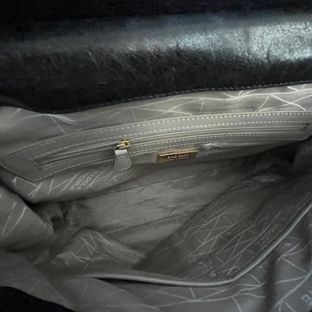 Badgley Mischka Black Leather Cowhide convertible Shoulder Bag - Picture 5 of 10